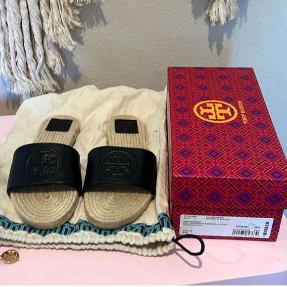 Tory Burch Benton Open Toe Espadrille Slide 7.5 - Picture 2 of 2